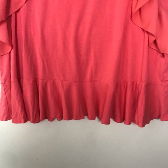 Vince Camuto Butterfly Flutter Sleeves Top Ruffle Fairy Red Tee Shirt Stretch L - Picture 10 of 12